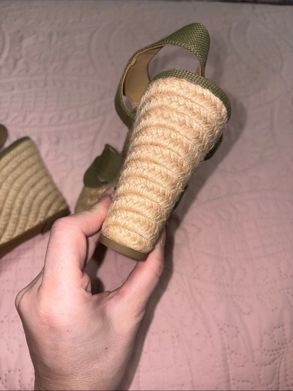 MICHAEL Michael Kors Olive Canvas Espadrille Wedge Sandals